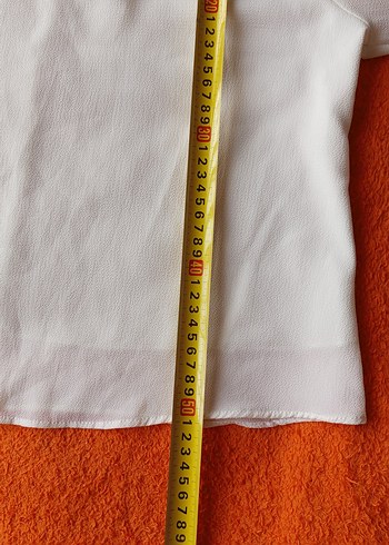 Beyaz V Yakalı Uzun Kollu Salaş Bluz - Görsel 7