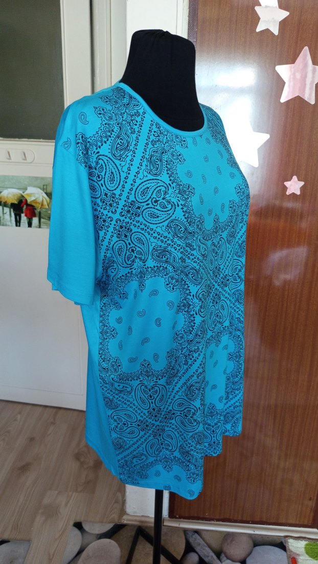 SIFIR Turkuaz Desenli Bohem Tunik - Görsel 3