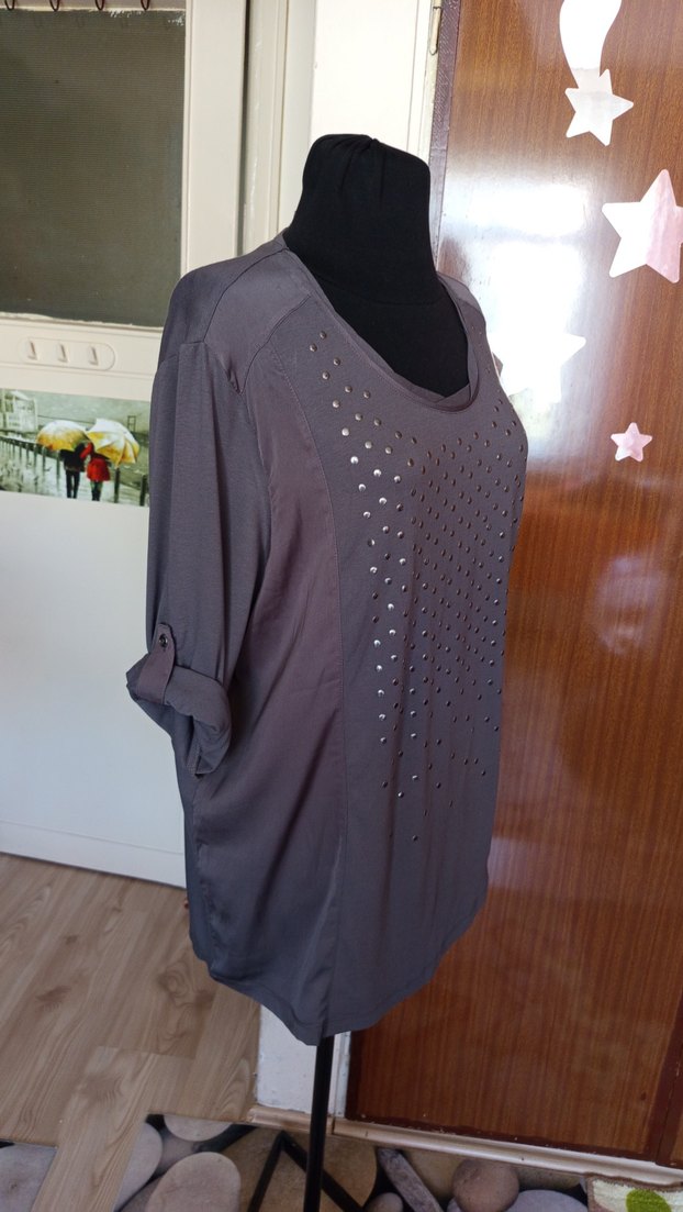 SIFIR. GRİ ŞIK BLUZ - Görsel 3