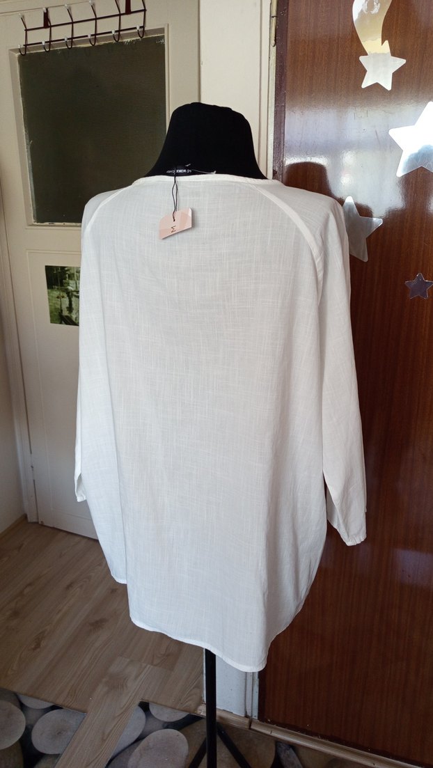 SIFIR  Beyaz Bohem Uzun Kollu Bluz - Görsel 4