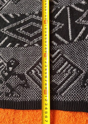 Gri Bohem Desenli Örme Kadın Kazak - Görsel 6