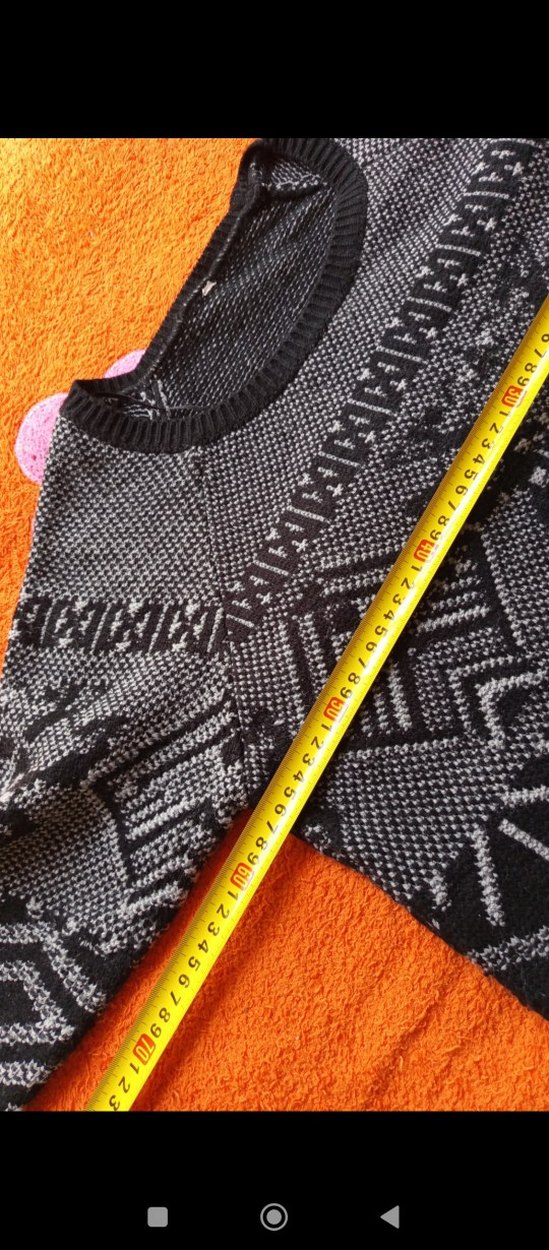 Gri Bohem Desenli Örme Kadın Kazak - Görsel 5