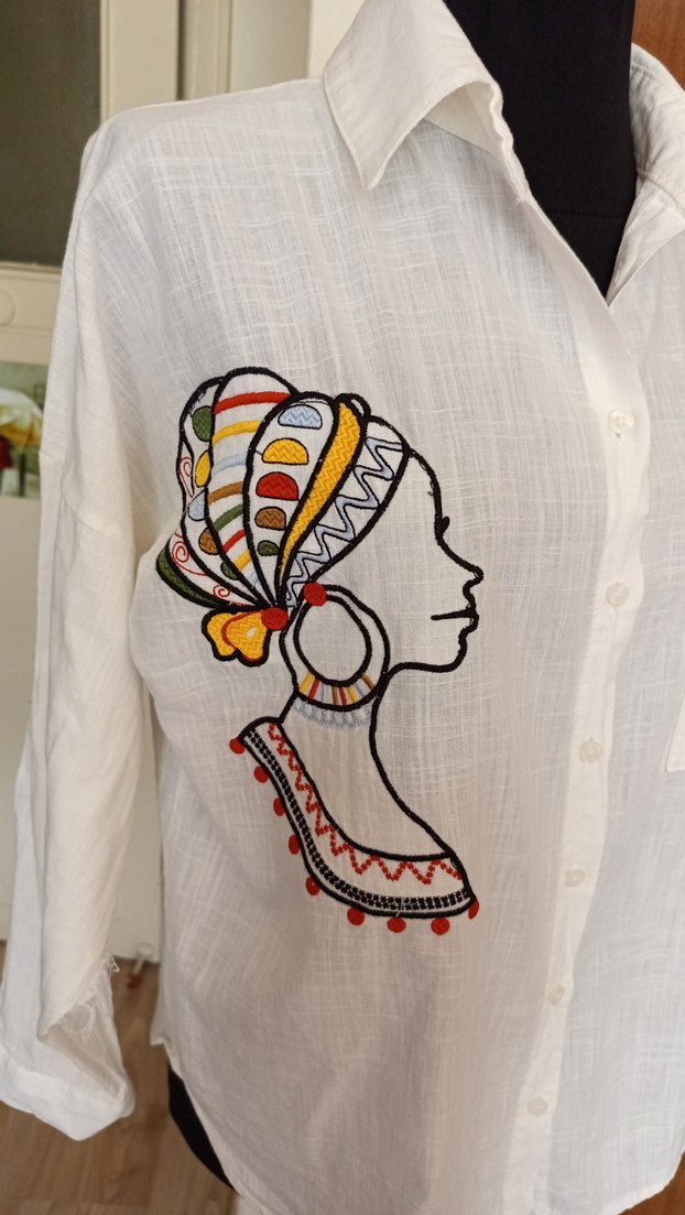 Nakışlı Bohem Kadın Gömlek Beyaz - Görsel 2