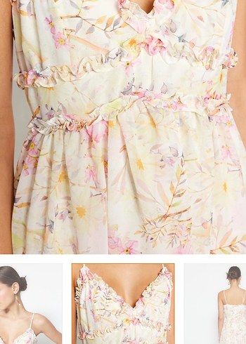 Trendyolmiila Çiçek Desenli V Yaka Uzun  Elbise - Görsel 3