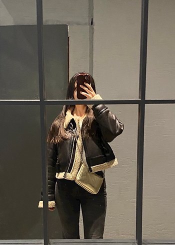 Kemer Detaylı Kahverengi Deri Kadın Ceket - Görsel 2