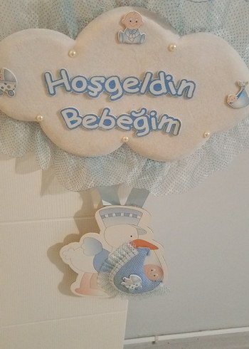 Mavi Baskılı Bebek Önlüğü - Görsel 2