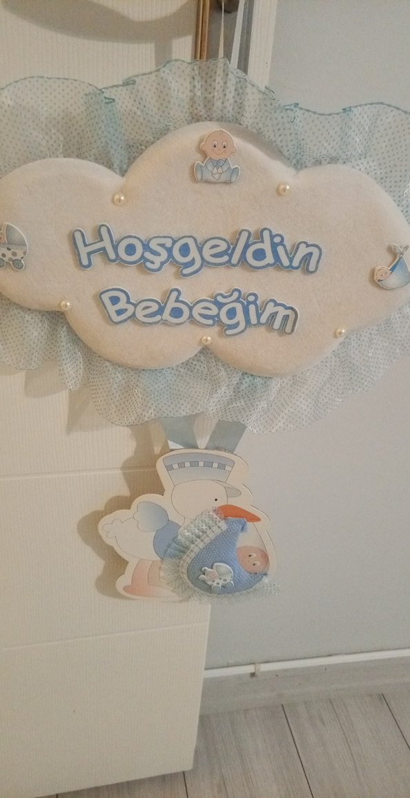 Mavi Baskılı Bebek Önlüğü - Görsel 2