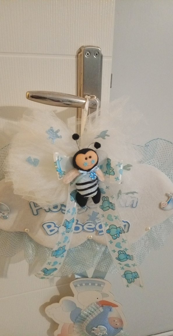 Mavi Baskılı Bebek Önlüğü - Görsel 3