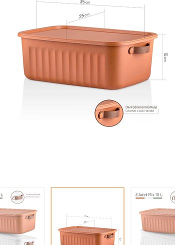 3'lü 10 L Karışık Renk Saklama Kutusu - Görsel 3