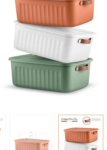 3'lü 10 L Karışık Renk Saklama Kutusu - Görsel 2