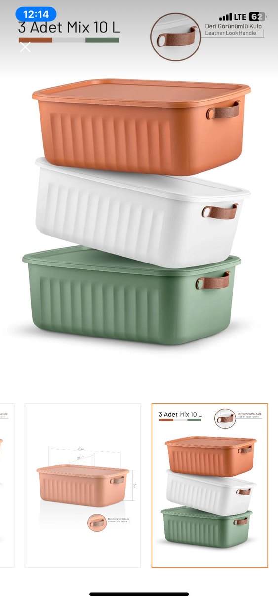 3'lü 10 L Karışık Renk Saklama Kutusu - Görsel 2