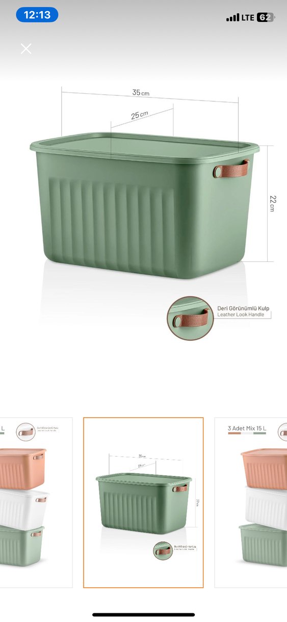 3'lü Pastel Renkli 15 L Saklama Kutusu Seti - Görsel 2