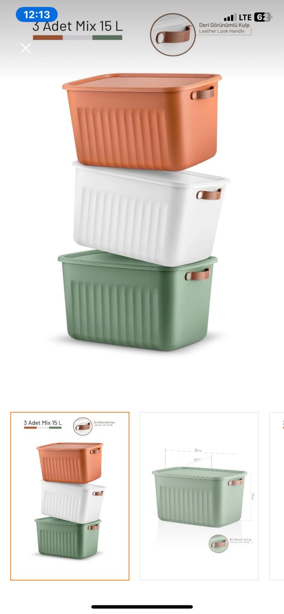 3'lü Pastel Renkli 15 L Saklama Kutusu Seti - Görsel 3