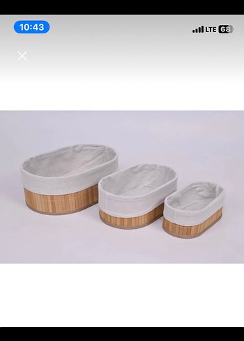 Bej Ahşap ve Kumaş Saklama Sepetleri - Görsel 4