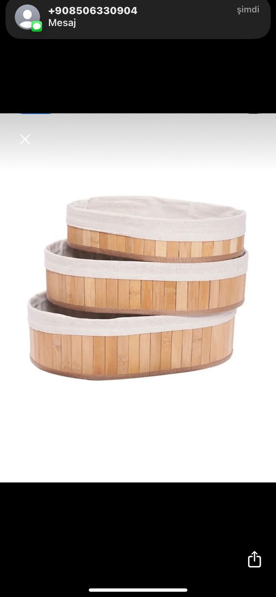 Bej Ahşap ve Kumaş Saklama Sepetleri - Görsel 3