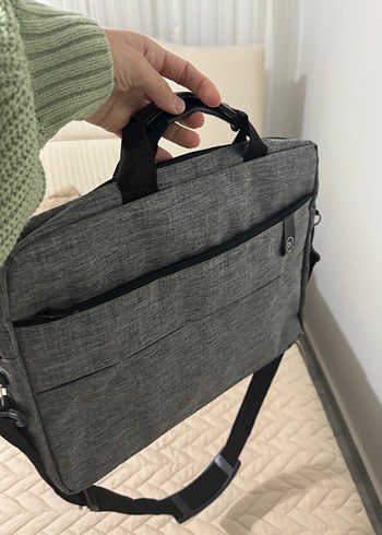 Gri Kadın Laptop Çantası Fermuarlı - Görsel 5