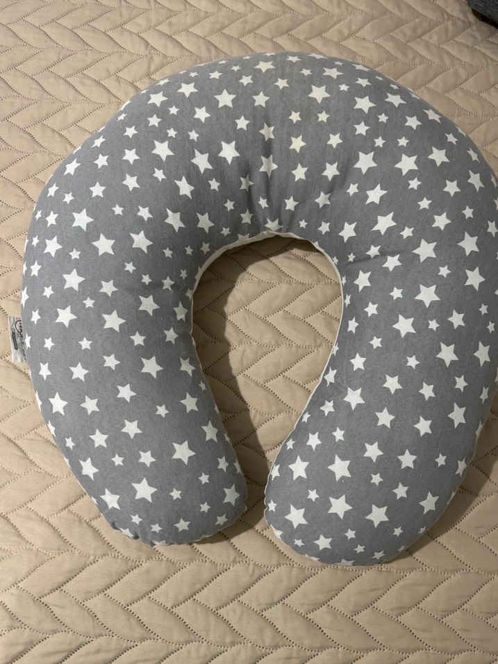 Yıldız Desenli Gri Emzirme ve Hamile Yastığı - Görsel 2