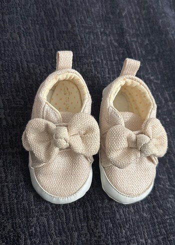Kız Bebek Örgü Kumaş Fiyonklu İlk Adım Ayakkabısı - Görsel 2