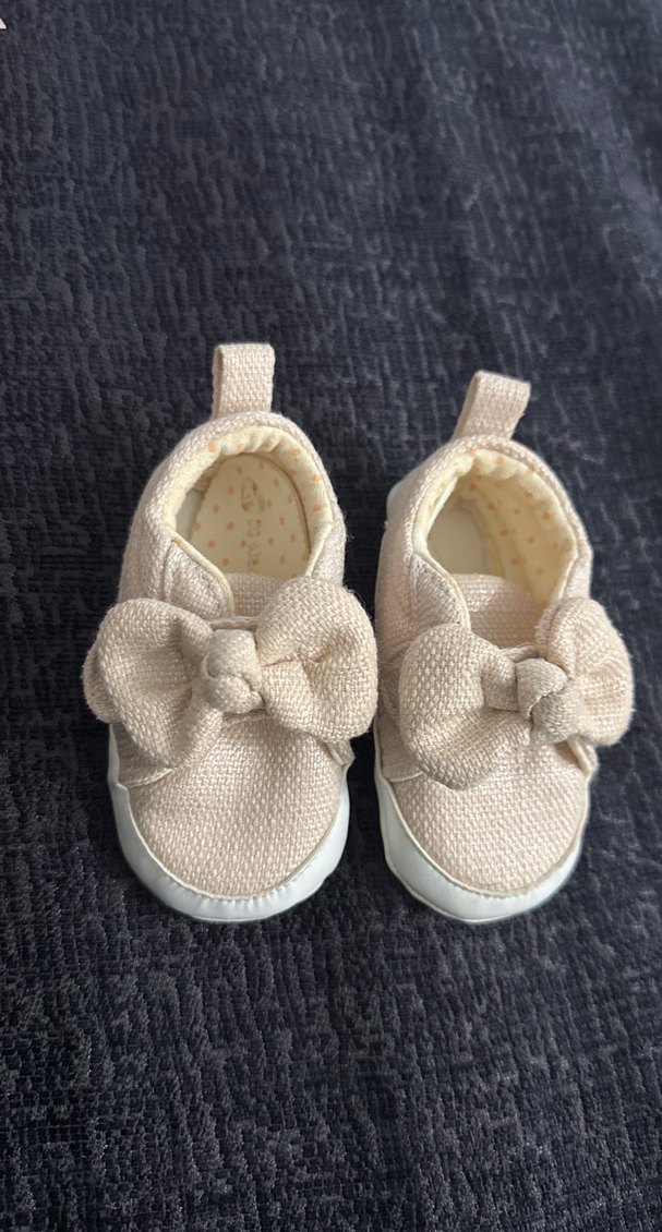 Kız Bebek Örgü Kumaş Fiyonklu İlk Adım Ayakkabısı - Görsel 2