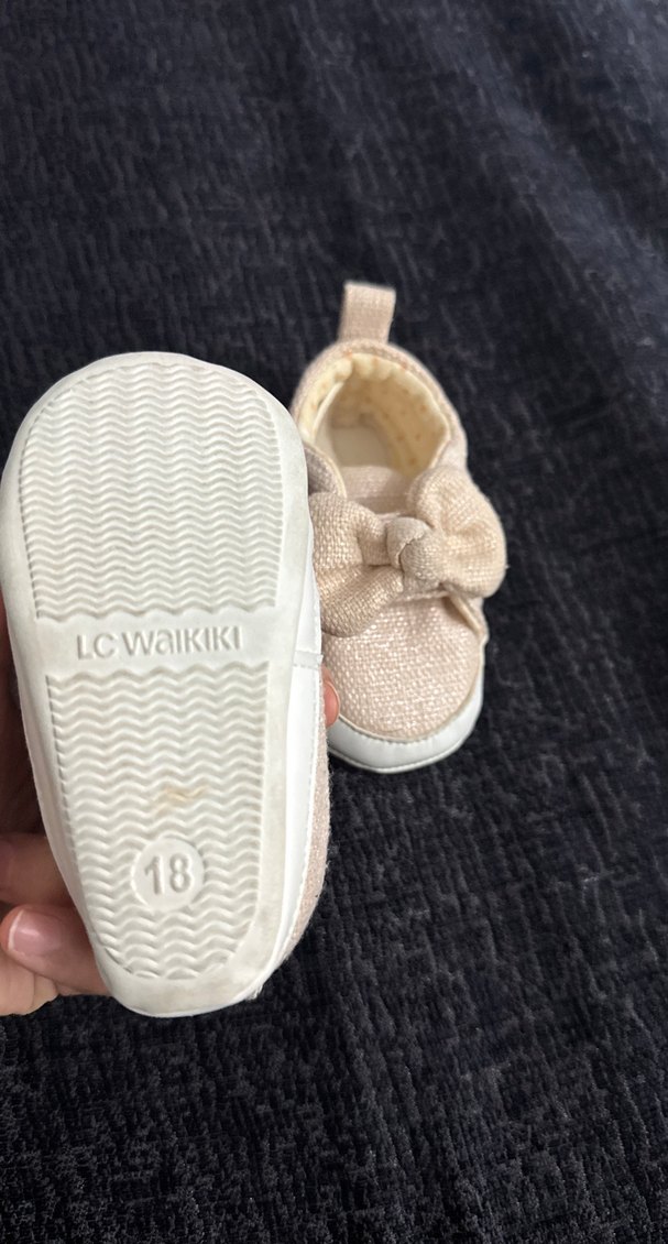 Kız Bebek Örgü Kumaş Fiyonklu İlk Adım Ayakkabısı - Görsel 4