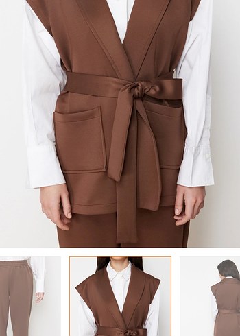 Bej Kadın Midi Kumaş Pantolon - Görsel 3