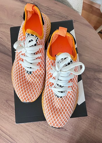 Turuncu Kareli Bağcıklı Spor Ayakkabı - Görsel 3