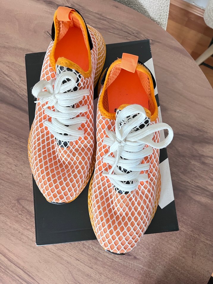 Turuncu Kareli Bağcıklı Spor Ayakkabı - Görsel 3