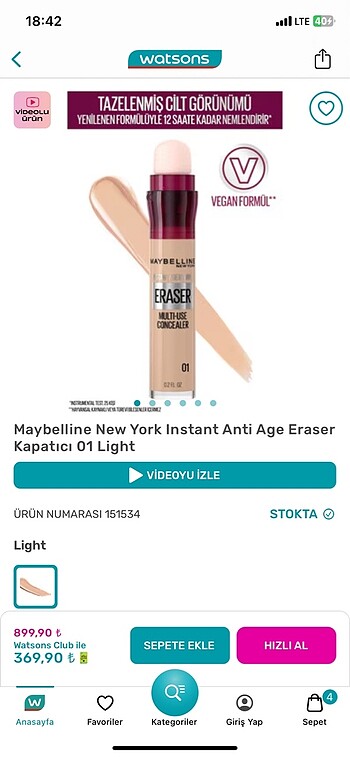  Beden Renk Maybelline kapatıcı - 01 light