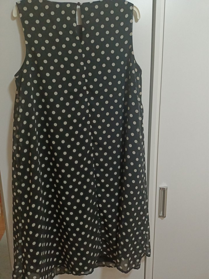 Puantiye Desenli Siyah şifon  Elbise - Görsel 2