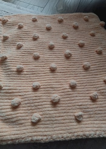 pudra Örgü bebek Battaniyesi kadife ipten - Görsel 3