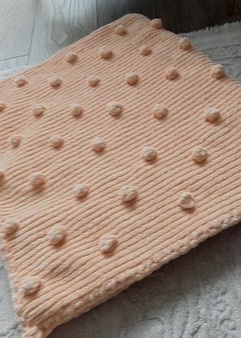 pudra Örgü bebek Battaniyesi kadife ipten - Görsel 2