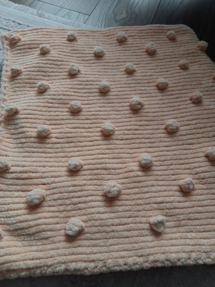 pudra Örgü bebek Battaniyesi kadife ipten - Görsel 3