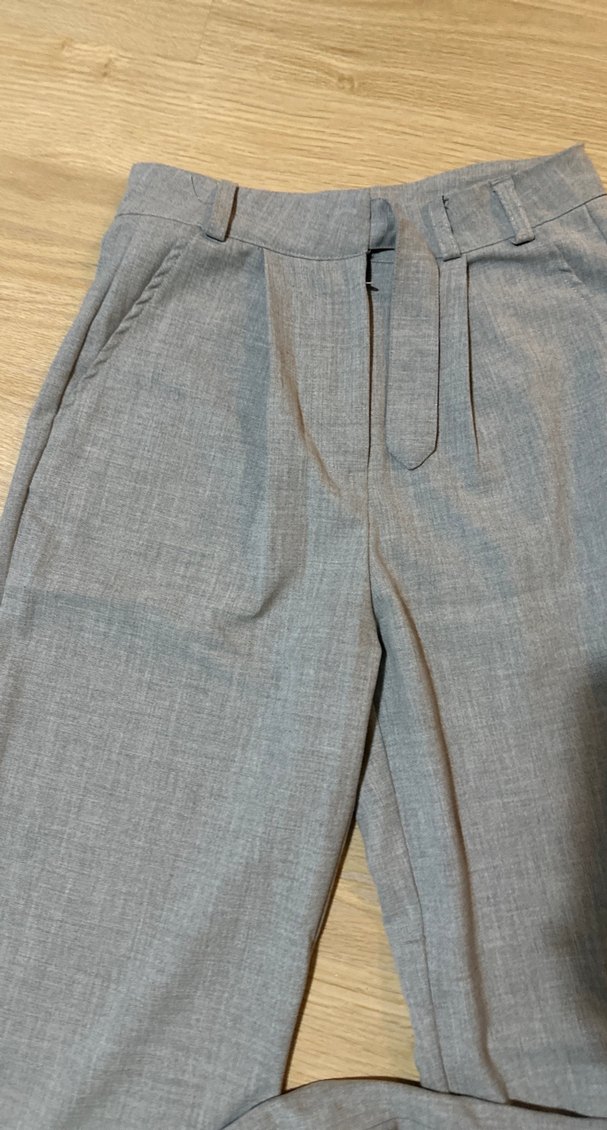 Kadın gri Keten Kumaş Pantolon - Görsel 2