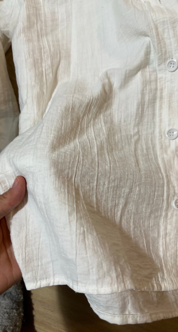 Düğmeli Beyaz Keten Kadın Gömlek - Görsel 3