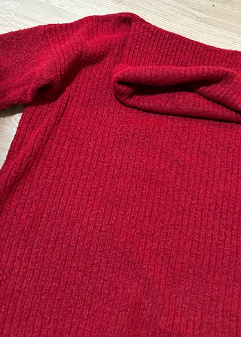 Kadın Kırmızı Triko Boğazlı Kazak - Görsel 2