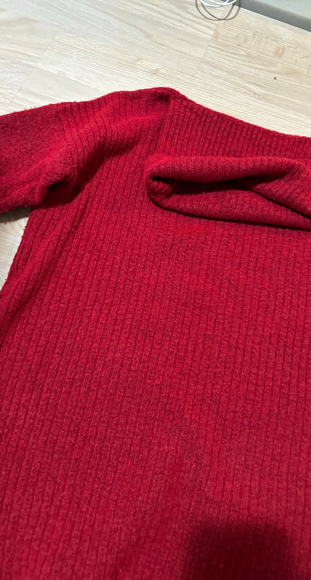 Kadın Kırmızı Triko Boğazlı Kazak - Görsel 2