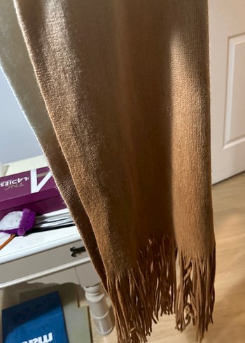 Bej-Gri Yün Bohem Kadın Şal - Görsel 2