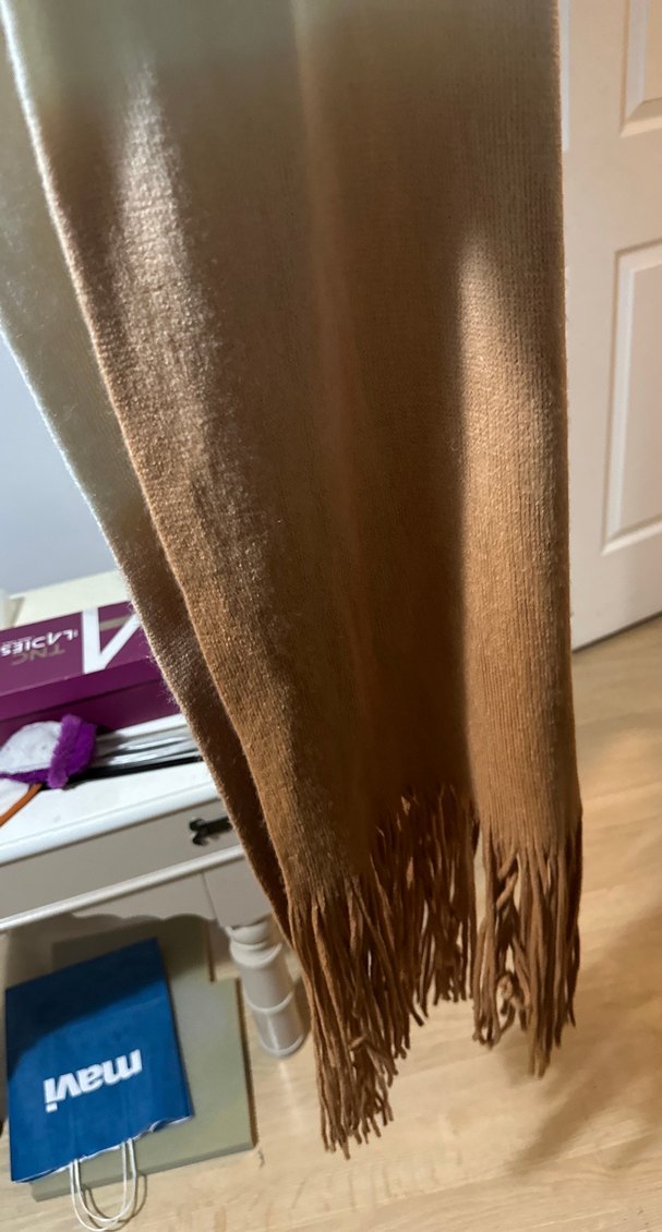 Bej-Gri Yün Bohem Kadın Şal - Görsel 2