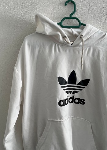 adidas Beyaz Kapüşonlu Sweatshirt - Görsel 2
