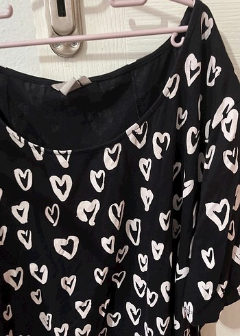 H&M Home Dantel Detaylı Siyah Desenli Kadın Bluz