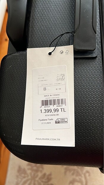 Beden siyah Renk Valiz paulmark sıfır