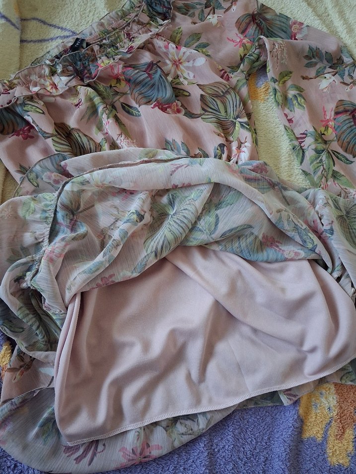 Pembe Çiçek Desenli midi elbise - Görsel 3