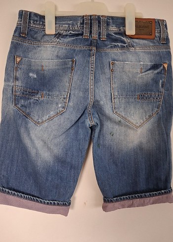 erkek  Lacivert Denim Mini Şort - Görsel 3