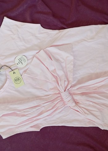 BSB Pembe Keten Drapeli Bluzu