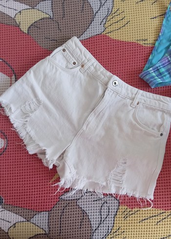 Beyaz Mini Kot Şort