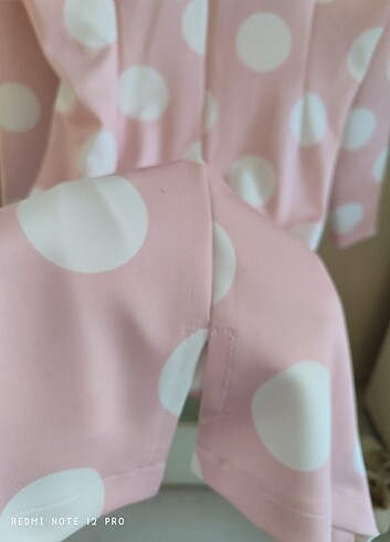 Pembe beyaz puanlı sıfır elbise - Görsel 6