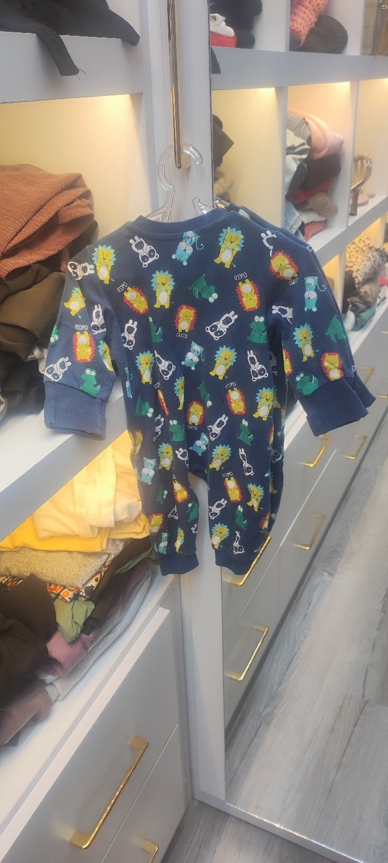 Renkli Desenli Mavi Erkek Bebek Tulum - Görsel 2