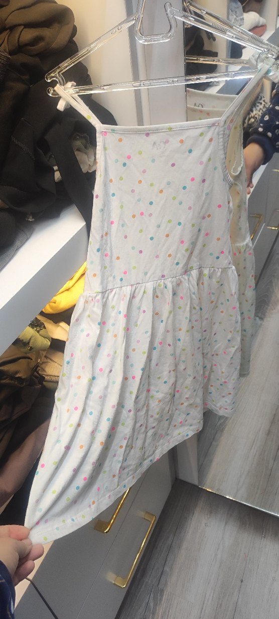 Kız Çocuk Beyaz Renkli Puantiyeli Elbise - Görsel 2