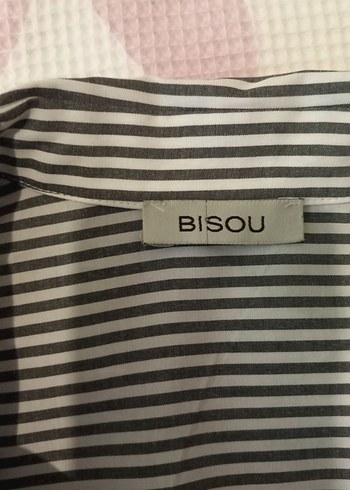 Kadın Gri Beyaz Çizgili Uzun Kollu Gömlek - Görsel 8