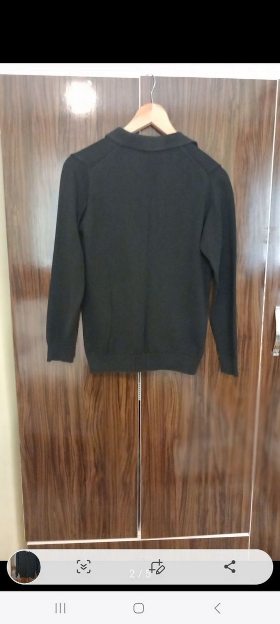 Düğmeli Siyah Erkek Triko Kazak - Görsel 2